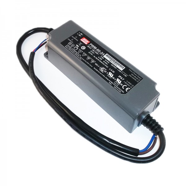 Fonte de Alim. Dim. Estanque Mean Well 24Vdc 60W IP67 PWM